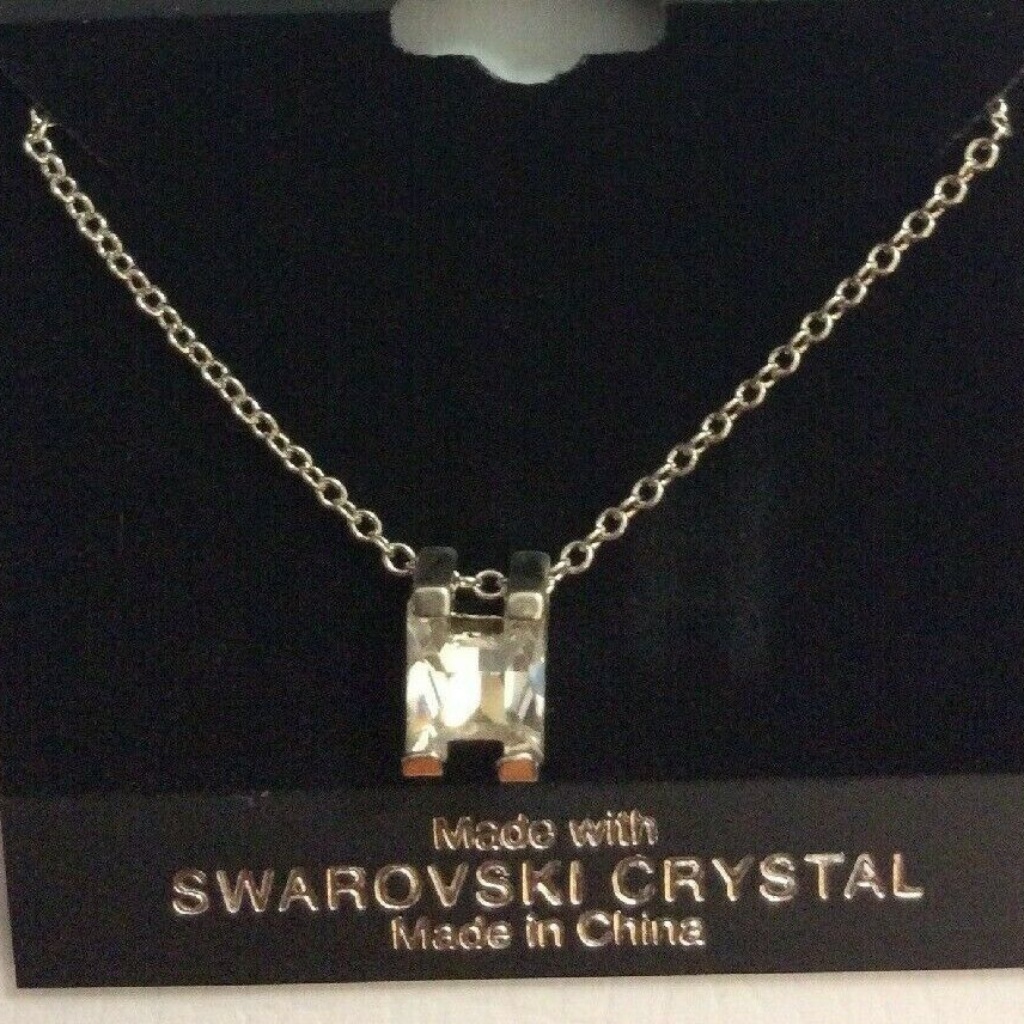 Initial H Swarovski Crystal Necklace Pendant